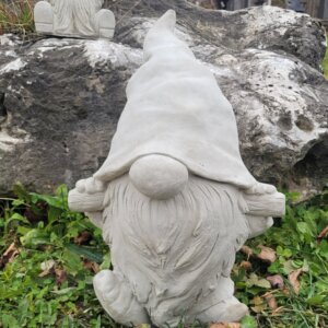 #9121 Small Gnome Holding Stick Hat Over Eyes 10"
